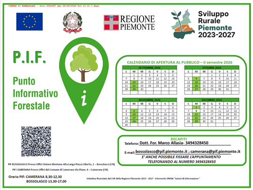 Calendario Orari PIF Unione Montana Alta Langa